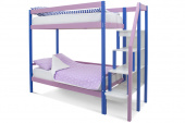 детская двухъярусная кровать svogen синий-лаванда