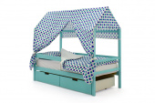 крыша текстильная бельмарко для кровати-домика svogen круги, мятный синий