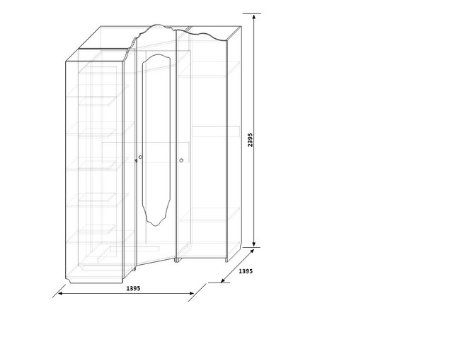 Угловой 3х дверный шкаф