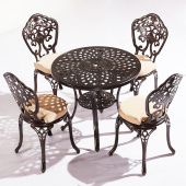 комплект мебели из литого алюминия стол круглый сорренто "sorrento" арт.6058 + 4 стула нью йорк "new york" bronze арт.6026-4