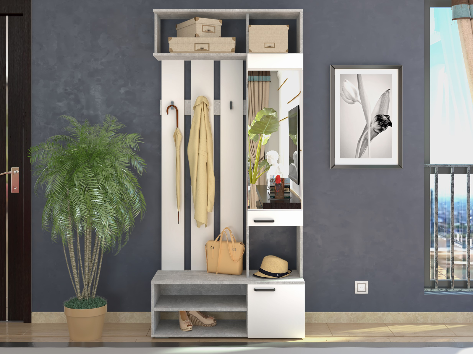 прихожая орион 2 ателье светлое/белый