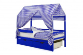 крыша текстильная бельмарко для кровати-домика svogen зигзаги синие