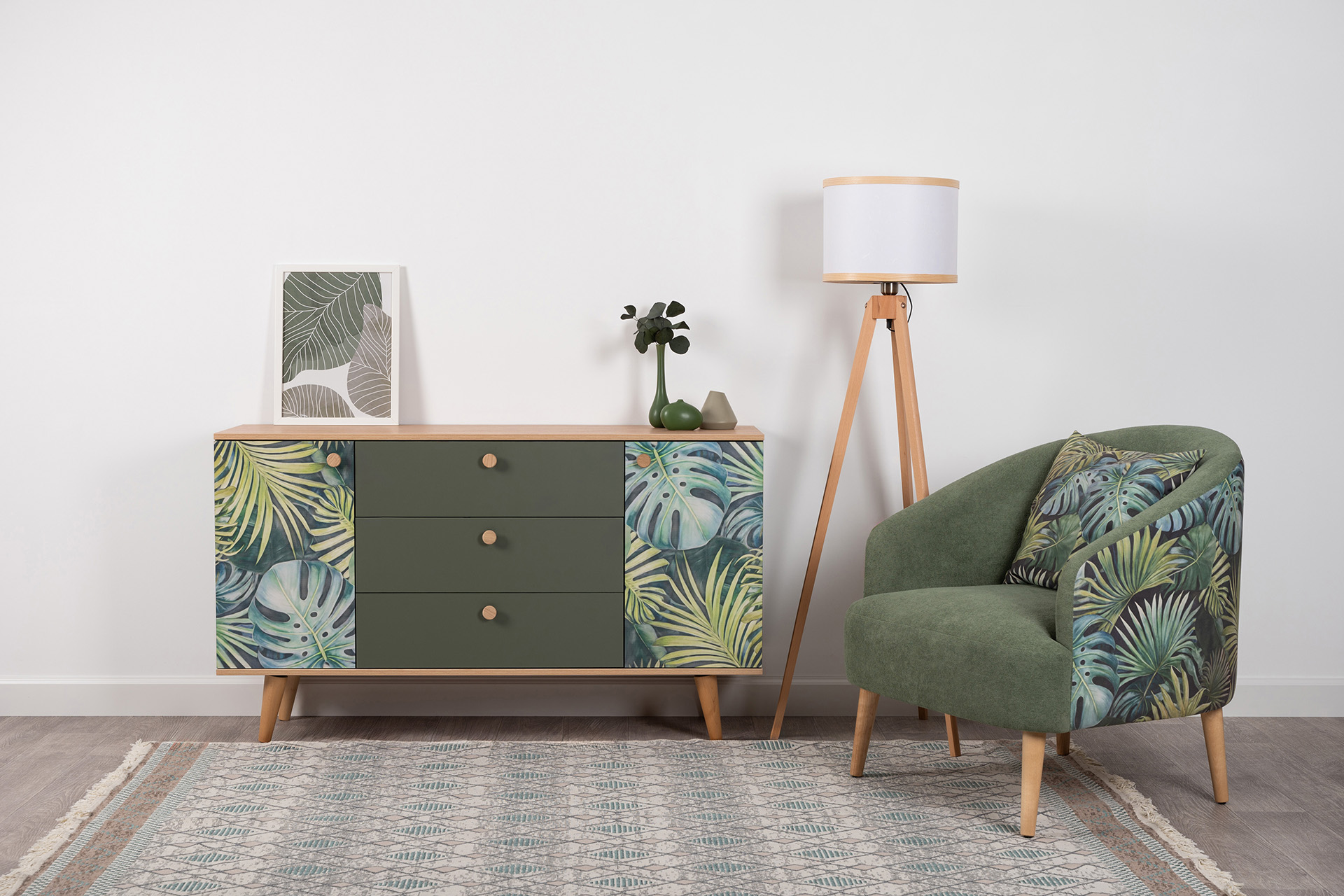 Комод Маттиас 16.245 Гикори Рокфорд/Дымчатый Зеленый