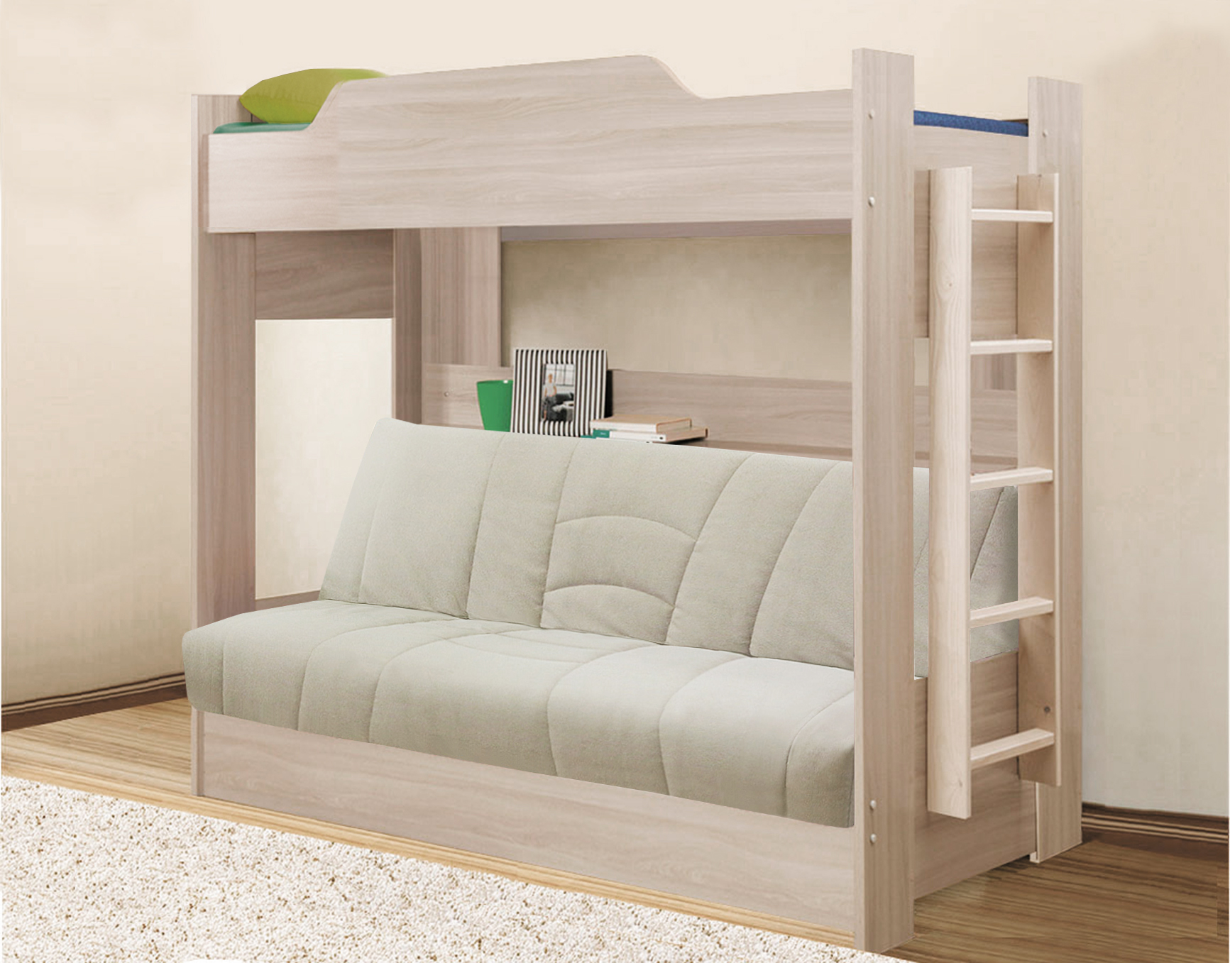 Двухъярусная кровать с диваном — купить за 21060.00 руб. в Москве по цене производителя!
