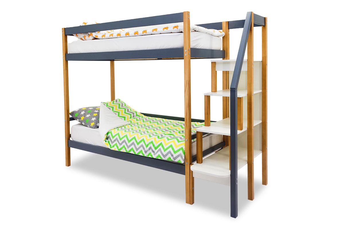 Детская двухъярусная кровать Svogen дерево-графит — купить за 24490.00 руб.в Москве по цене производителя!