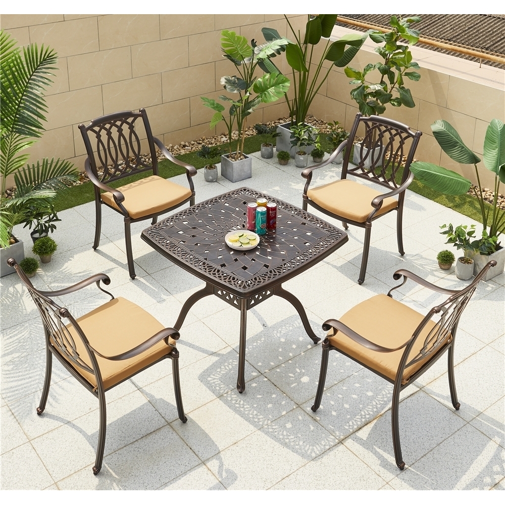 комплект из литого алюминия стол квадратный адонис "adonis" 90х90 арт.6120 + 4 кресла опус "opus" арт.74304-4