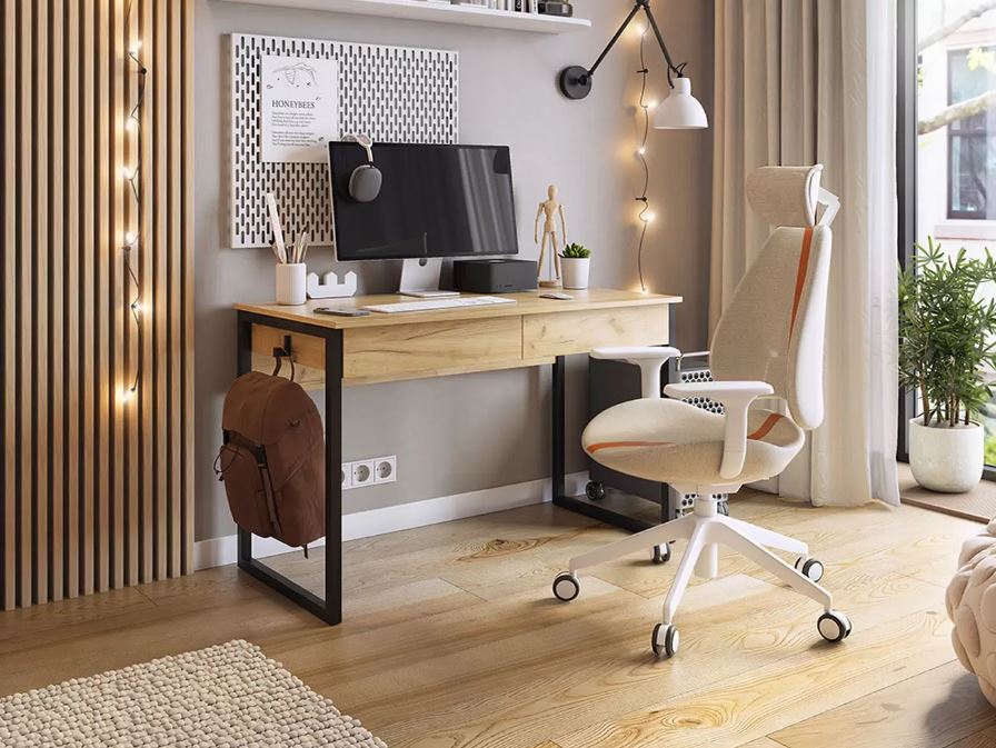 письменный стол юниор дуб крафт золотой/черный муар