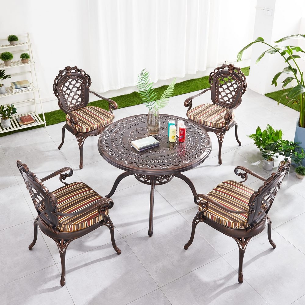 комплект из литого алюминия стол орхидея "orchid" d100 арт.6053 + 4 кресла финляндия-4 "finland-4" арт.6001