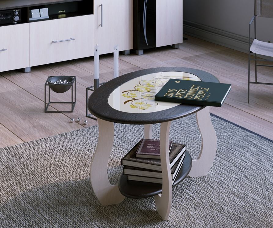 стол журнальный сж-6 стелешница венге/стекло бежевое