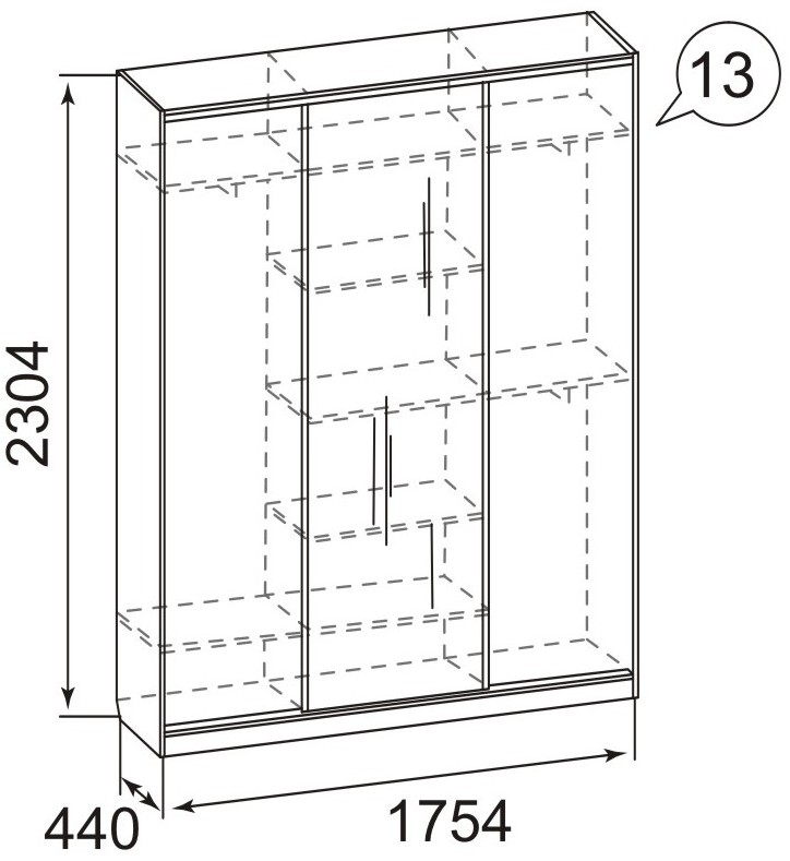Чертеж шкафа купе с размерами и комплектующими