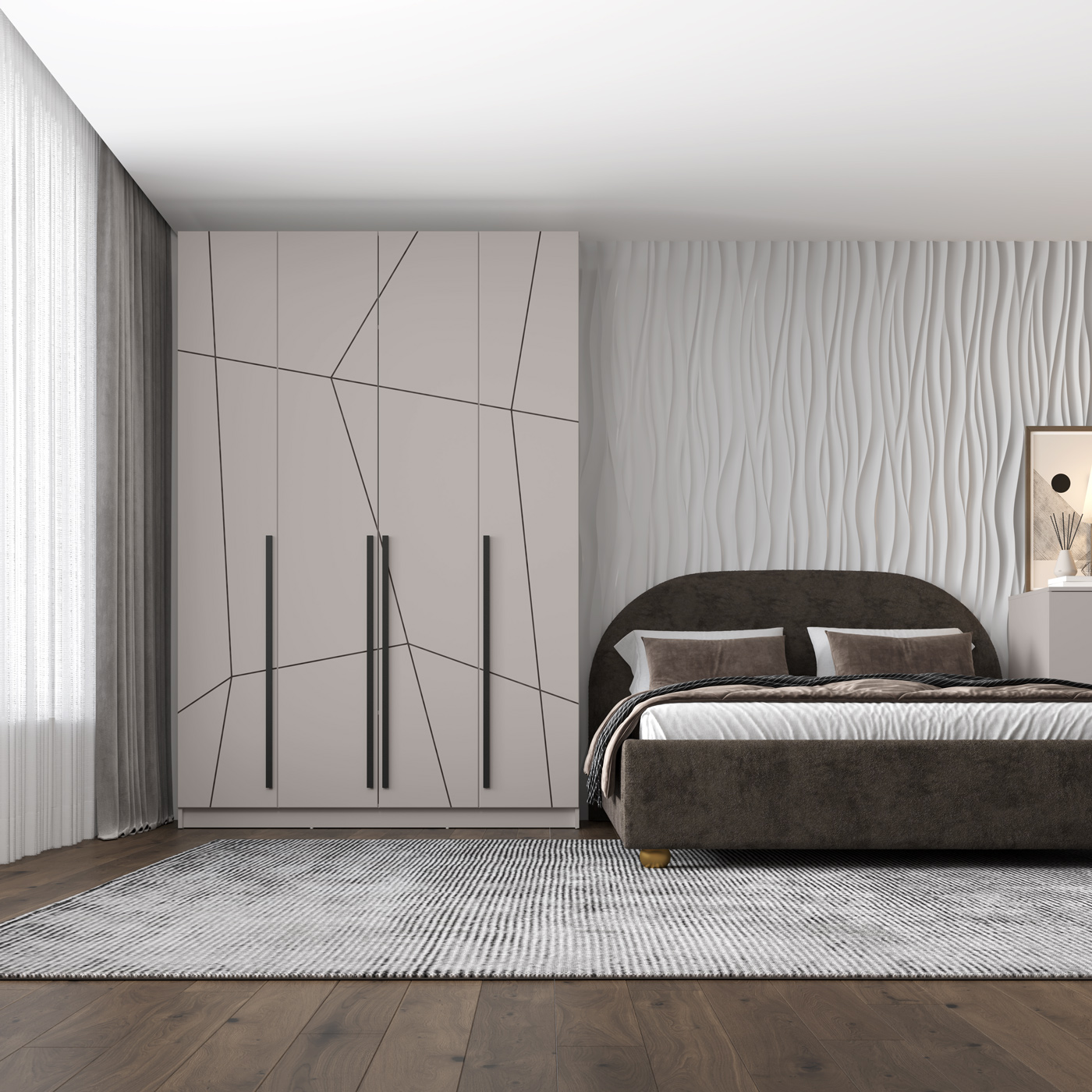 шкаф 4-х дверный 67.13 брандо лдсп/мдф кашемир геометрия