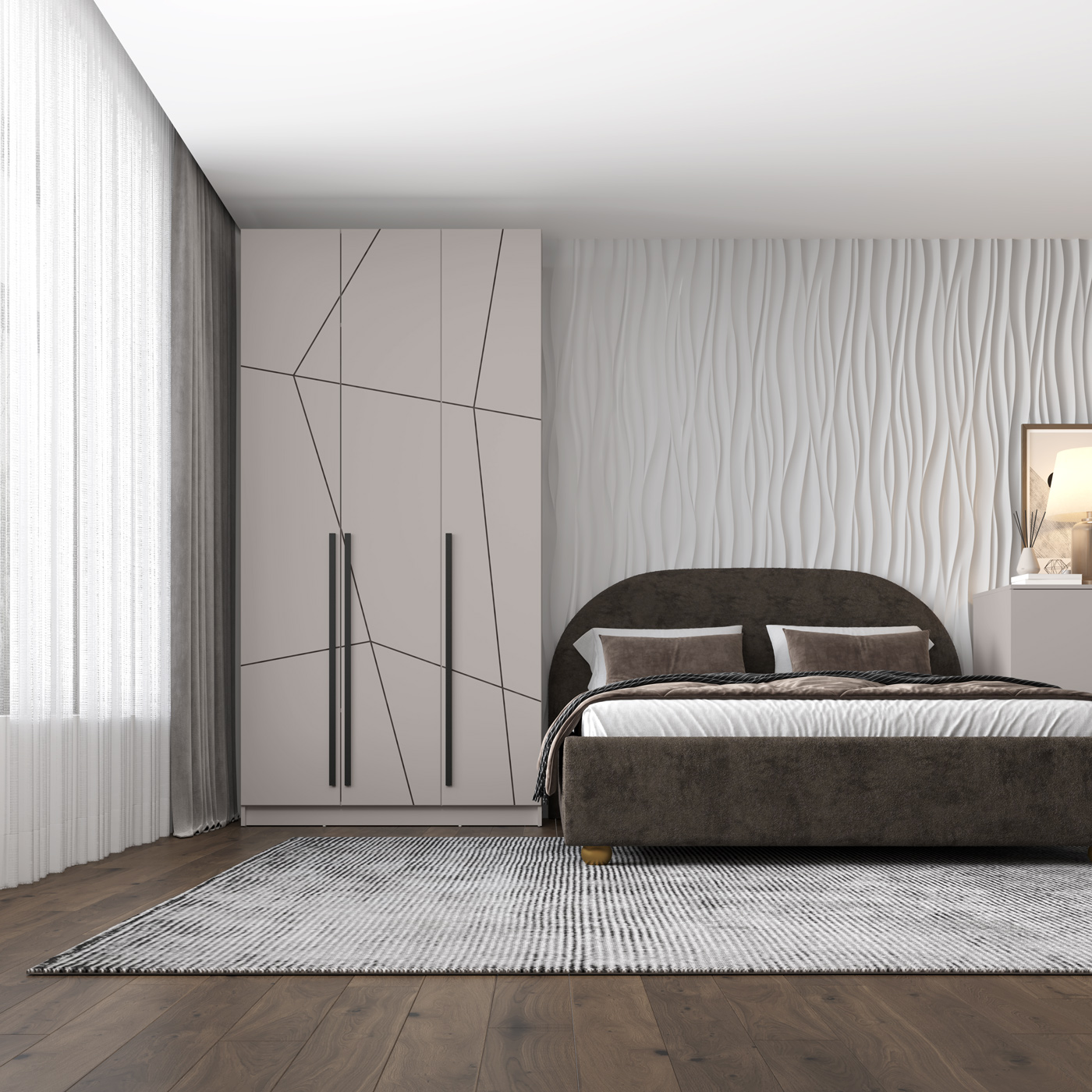 шкаф 3-х дверный 67.12 брандо лдсп/мдф кашемир геометрия