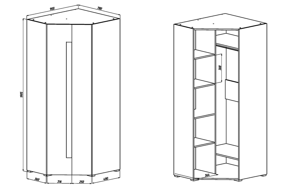 Какие встречаются размеры угловых шкафов, нестандартные конструкции