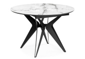 стеклянный стол рикла 110(150)х110х76 белый мрамор / черный