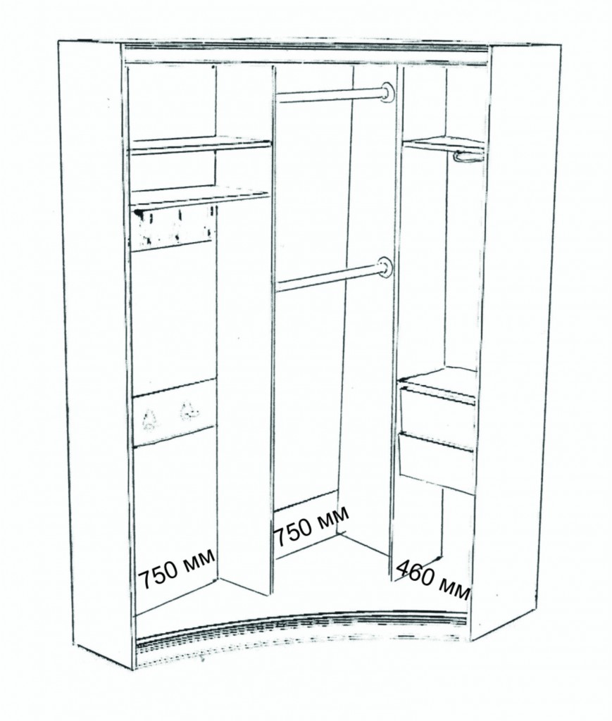 Радиусный шкаф купе схема