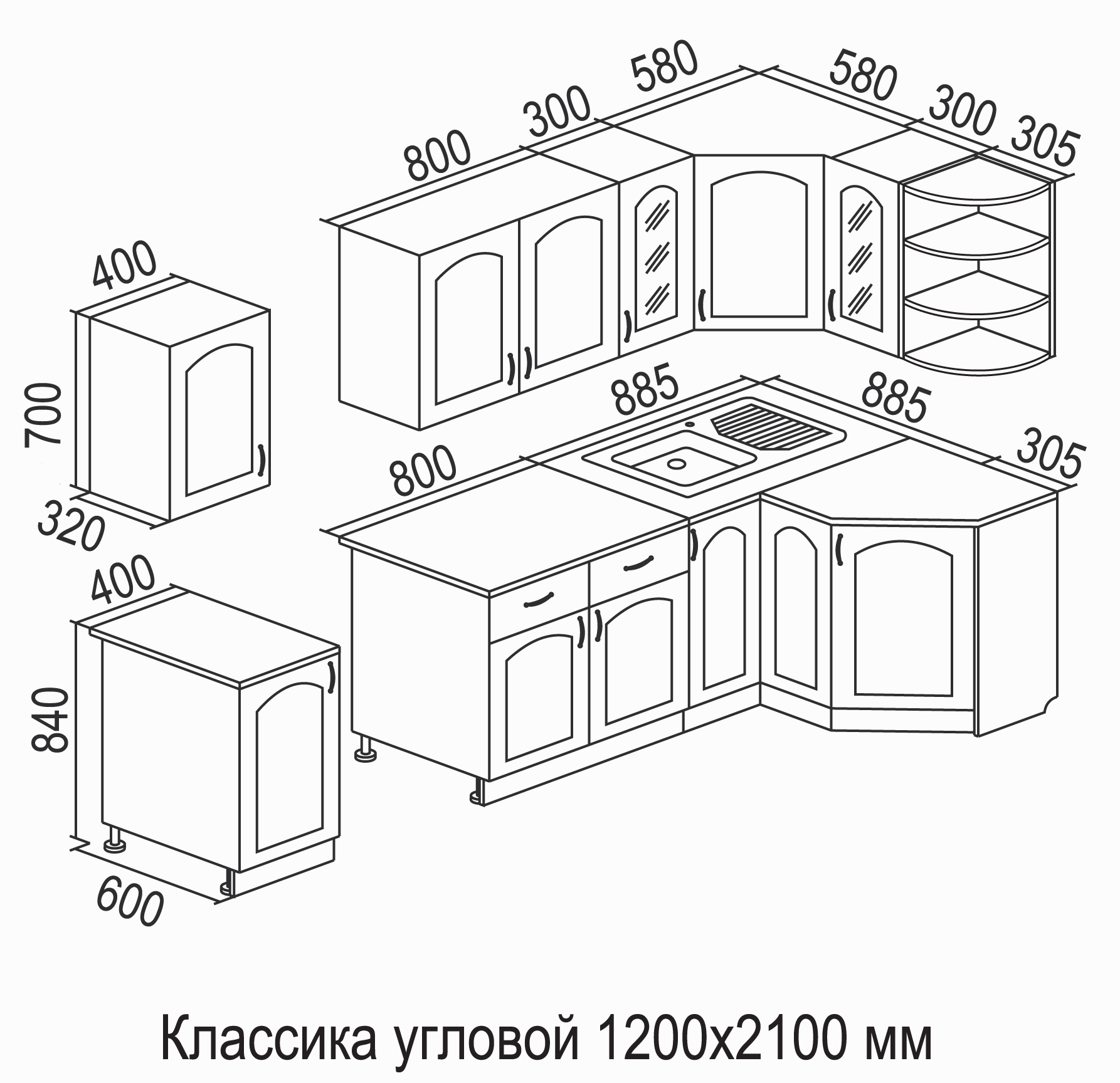 размеры кухонных шкафчиков навесных