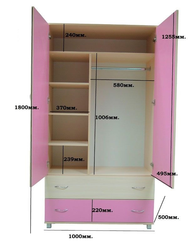 Шкаф для одежды трехстворчатый размеры