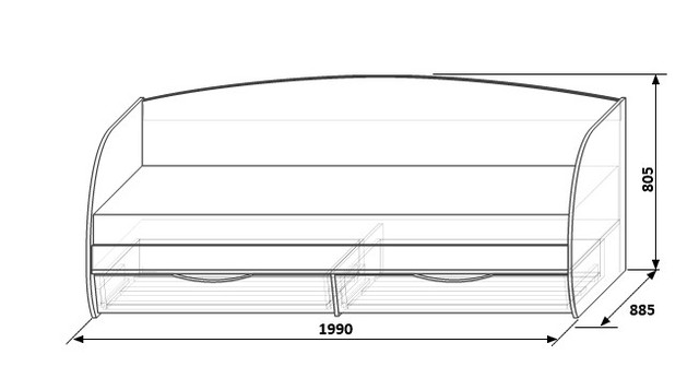 Чертеж подростковой кровати