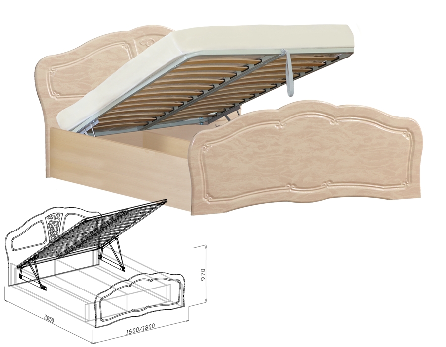 кровать верона с подъемным механизмом 160х200 гранд