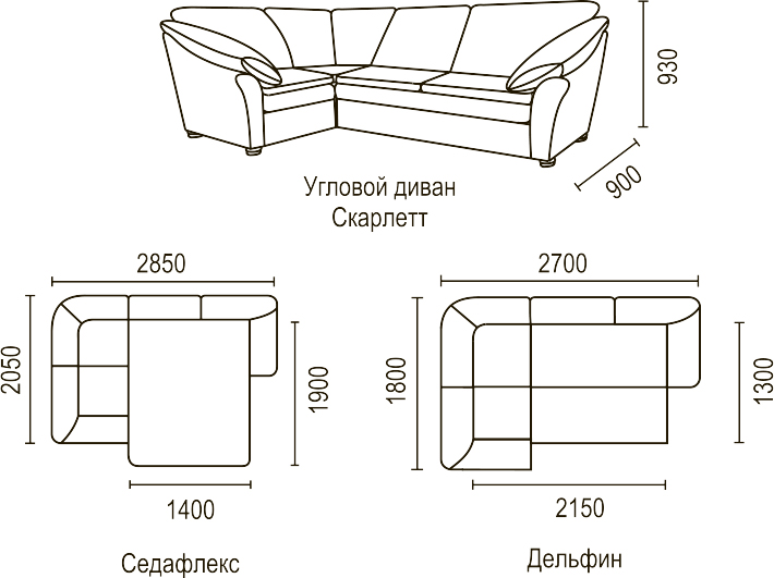 Длина углового дивана стандарт для гостиной