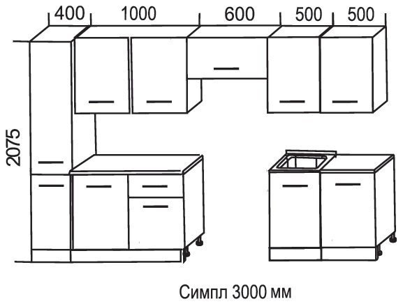 Прямая кухня схема