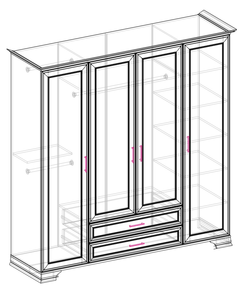 Шкаф каприз 4 х створчатый
