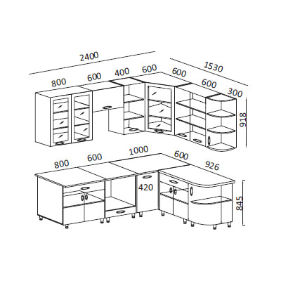 Кухонные Гарнитуры Фото Угловые Размеры