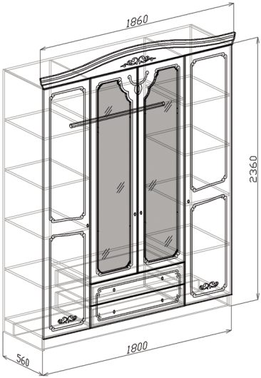 Шкаф четырехдверный Лира - купить за 33910.00 руб.
