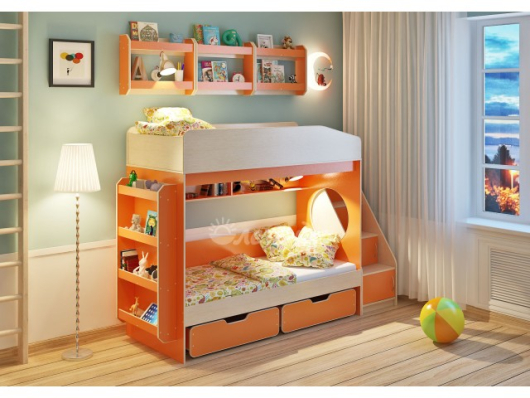 Двухъярусная кровать Легенда 10.3 с полками - купить за 37497.00 руб.