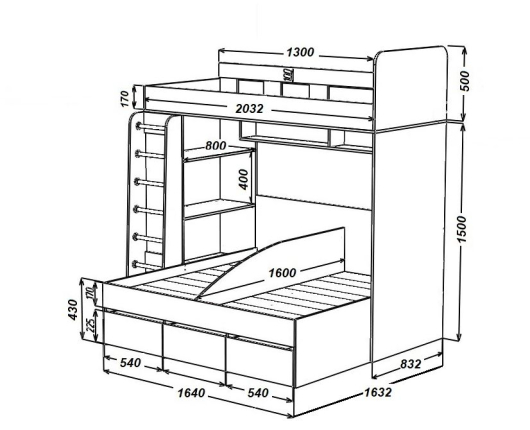 Кровать двухъярусная Трио - купить за 0.00 руб.