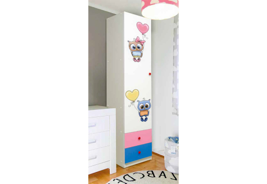 Шкаф 1-но дверный с ящиками и фотопечатью Совята 1.1 - купить за 10131.00 руб.