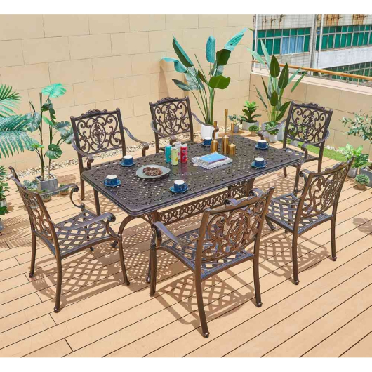 Обеденная группа из литого алюминия стол ВУЛКАН-2 "VOLCANO-2" арт.74427 + 6 кресел ФЛОРЕНС "FLORENCE" арт.6171-6 - купить за 153000.00 руб.