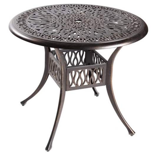 Обеденная группа из литого алюминия стол ФЕНИКС "FENIX" D90 арт.1027 bronze + 4 кресла БОСТОН "BOSTON" арт.6014-4 - купить за 67800.00 руб.