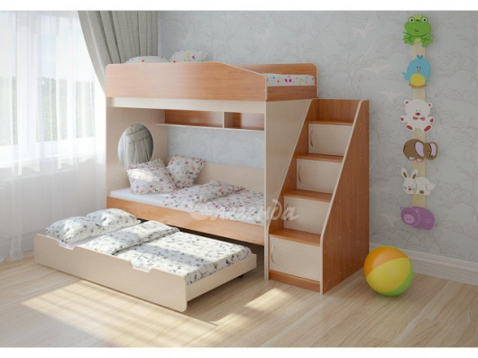 Трехъярусная выкатная детская кровать Легенда 10.5 - купить за 33406.00 руб.