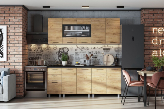 Кухня Аризона 2 м + стол обеденный дуб золотой - купить за 0.00 руб.