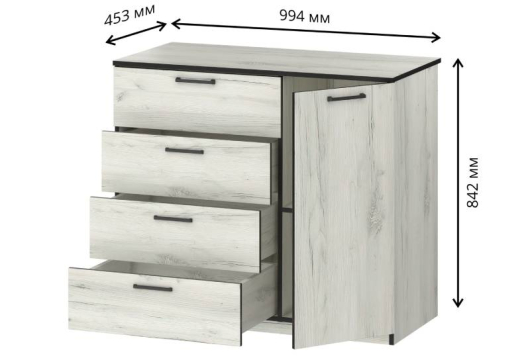 Комод с 4-я ящиками и дверью Вега - купить за 13650.00 руб.