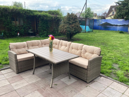 Обеденная группа плетеной мебели Албания «Albania» с подушками  greige арт.78418 - купить за 116100.00 руб.