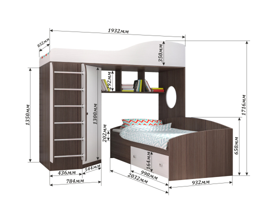 Кровать-чердак Кадет 2 с металлической лестницей - купить за 0.00 руб.