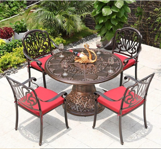 Обеденная группа из алюминия стол Сандаловое дерево+4 кресла Феникс - купить за 117600.00 руб.