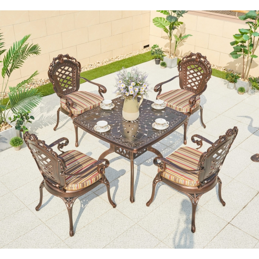 Комплект из литого алюминия стол квадратный АДОНИС "ADONIS" 90х90 арт.6120 + 4 кресла ФИНЛЯНДИЯ "FINLAND" арт.74274-4 - купить за 95250.00 руб.