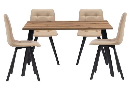 Обеденная группа Эделин бежевый / дуб делано темный / черный матовый - купить за 22840.00 руб.