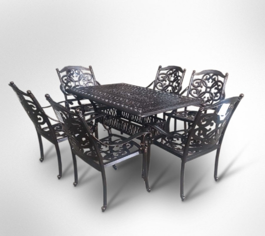 Мебель обеденная из литого алюминия стол Феникс + 6 кресел Джунген - купить за 116250.00 руб.