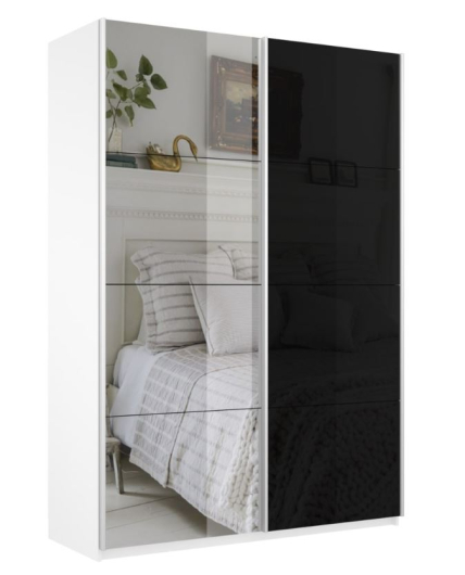 Шкаф-купе 2-х дверный Прайм Зеркало/Чёрное стекло - купить за 46720.00 руб.