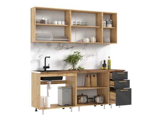 Кухня Ирис 2,0 м Дуб Крафт Золотой/Браш Графит - купить за 34630.00 руб.