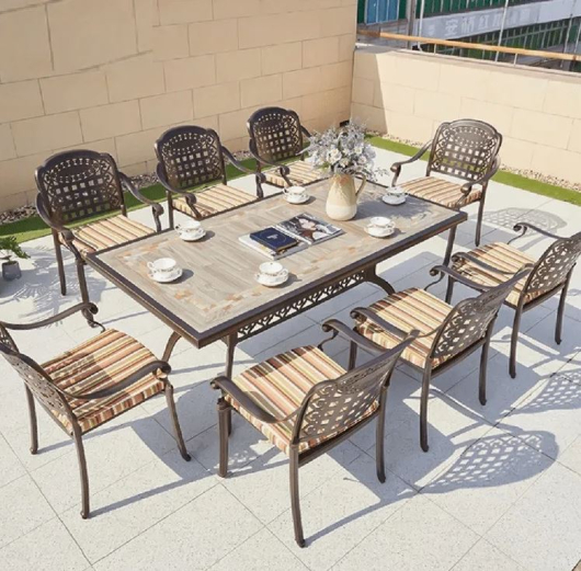 Обеденная группа из алюминия стол Древний путь+8 кресел Вулкан - купить за 174750.00 руб.