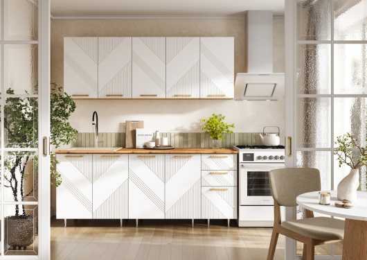 Кухня Ирис 2,0 м Дуб Крафт Золотой/Браш Вайт - купить за 34630.00 руб.