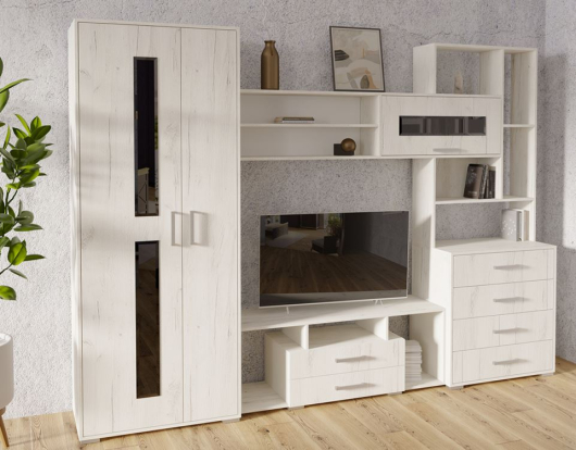 Стенка Европа-1 Дуб Крафт Белый - купить за 30912.00 руб.