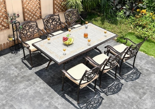 Обеденная группа из алюминия стол Древний путь+6 кресел Джунген - купить за 138750.00 руб.