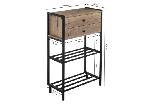 Обувница Диана дуб велингтон / черный матовый - купить за 12940.00 руб.