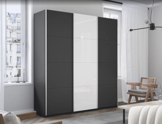 Шкаф-купе 3-х дверный Прайм ДСП/Белое стекло/ДСП - купить за 56350.00 руб.